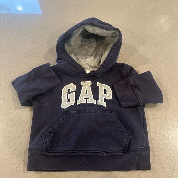 Gap Navy Blue & Grey Hoodie Sweater size 12-18 months - Picture 1 of 5